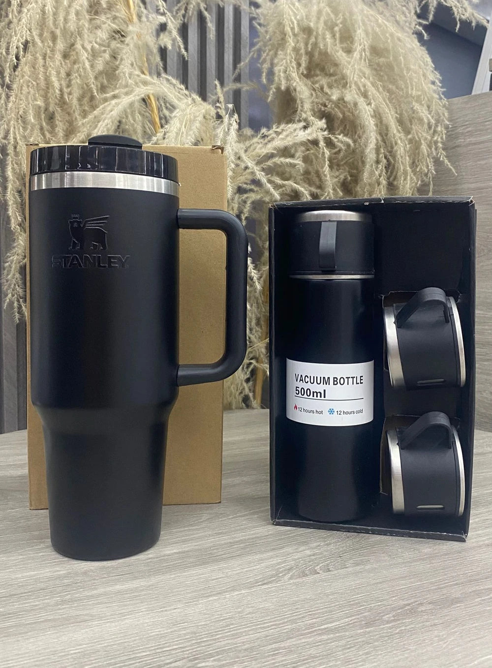 Termo Stanley 40 OZ Negro con set de 3 pocillos negros