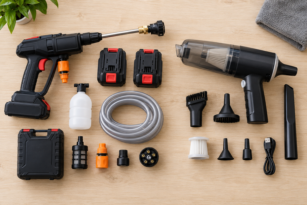 Hidrolavadora y mini aspiradora WISTRA con todos sus accesorios