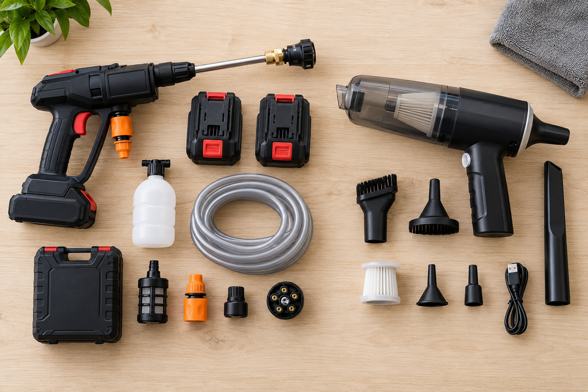 Hidrolavadora y mini aspiradora WISTRA con todos sus accesorios