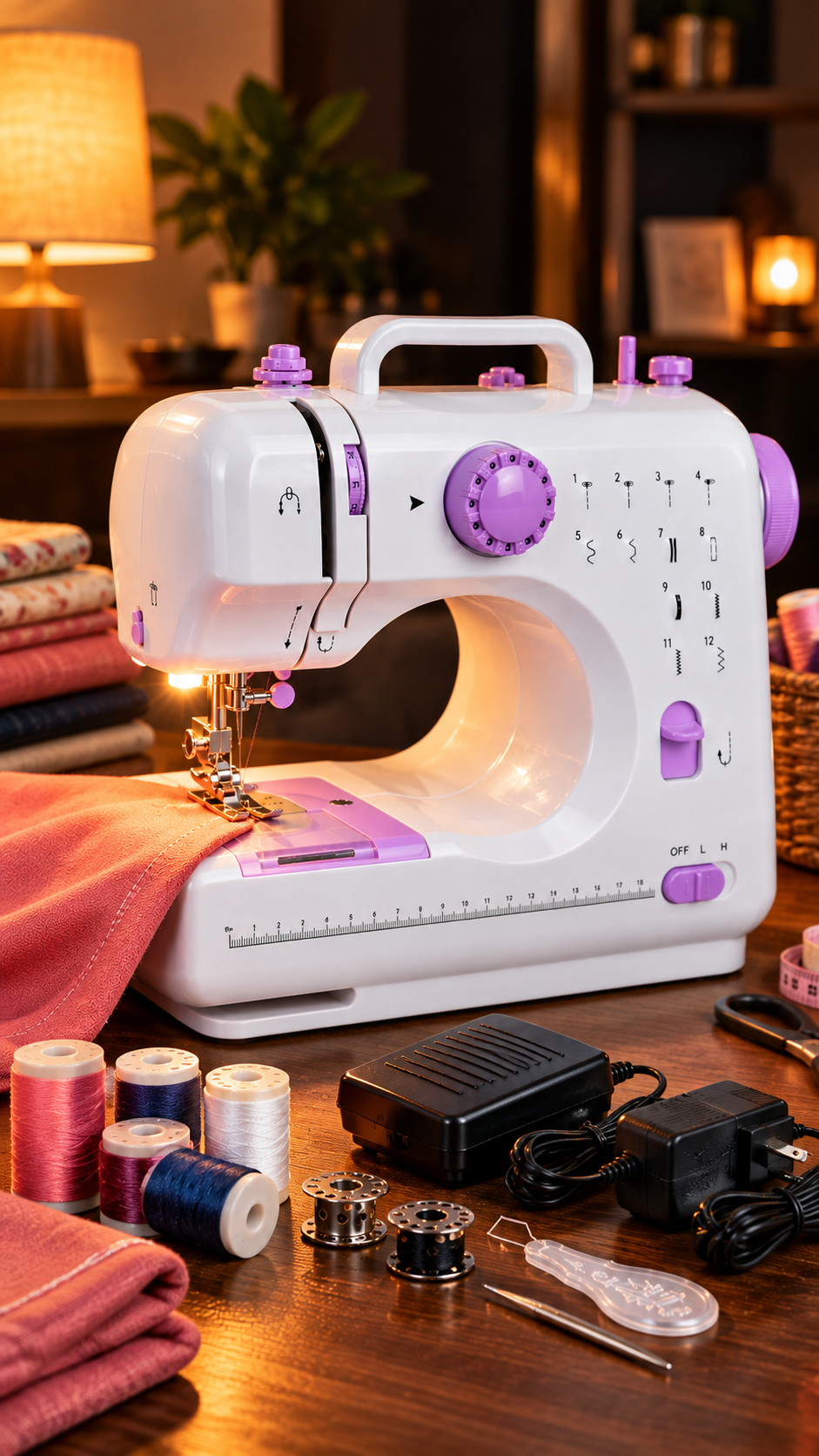 Máquina de Coser Portátil con 12 Puntadas y Luz LED