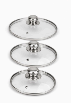 Set de Ollas en Acero Inoxidable con Tapa de Vidrio x3